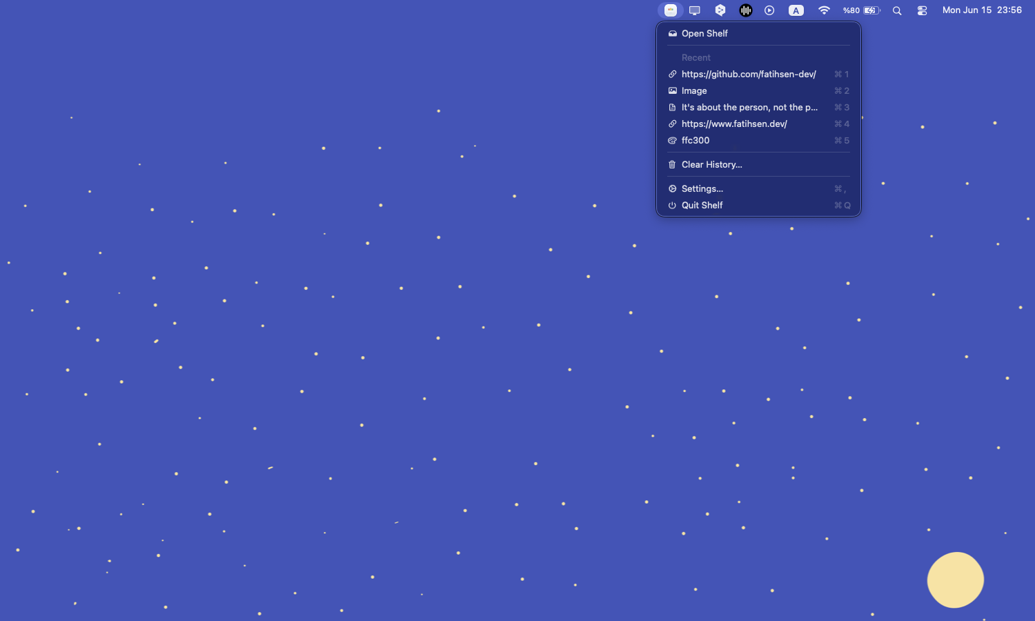 Menu bar dropdown